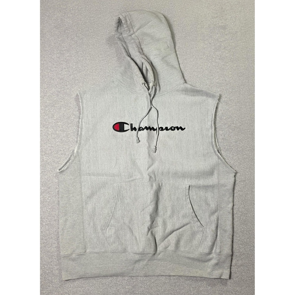 Champion Hoodie Vest Mens Large Gray Reverse Weave Sleeveless Pullover Fleece